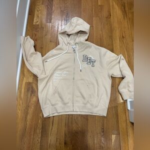 Beige DET Zip-Up Hoodie